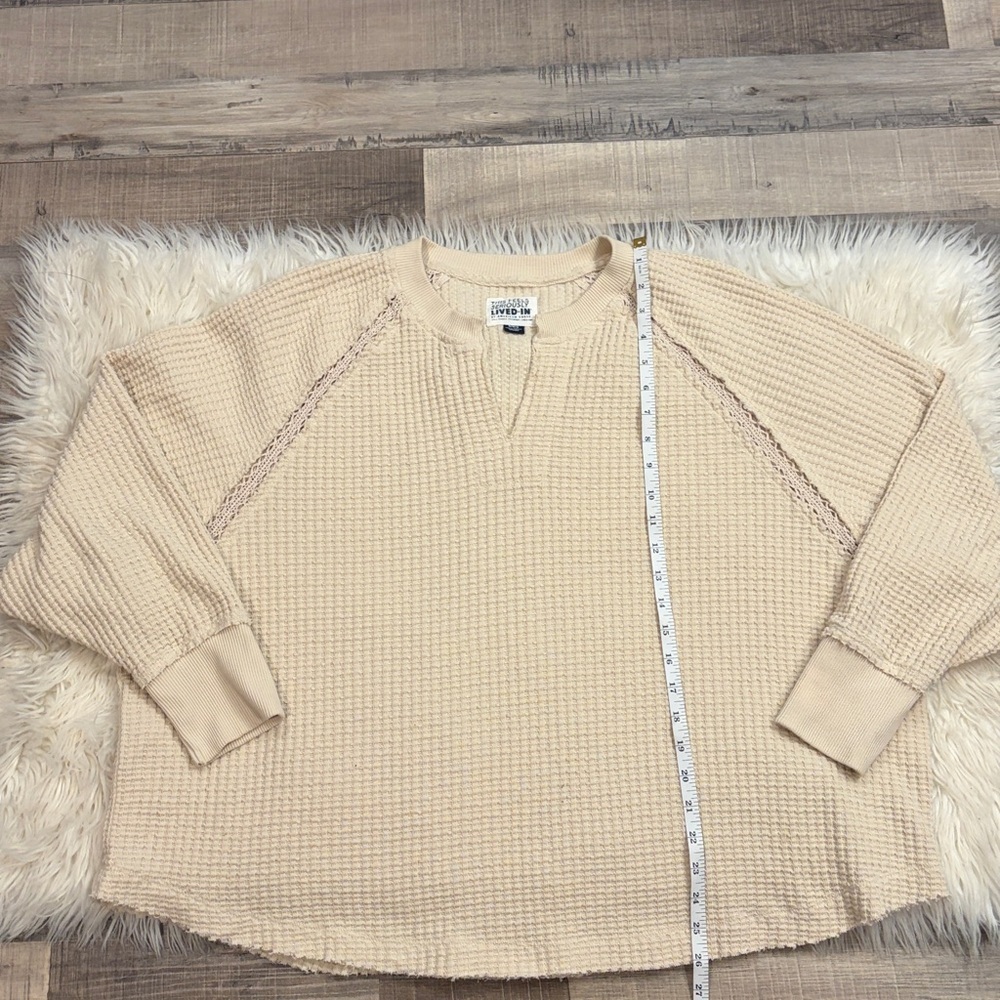 American Eagle Big Hug waffle knit notch neck oversized top sweatshirt M - Picture 9 of 12